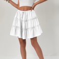 thumbnail image 5 of WTOBBY Women's High Waist Solid Color Summer Mini Skirt Anti-Static Lined Short Skirt with Built-in Shorts Casual Flowy A-Line Skirt for Daily Outing,White S, 5 of 5