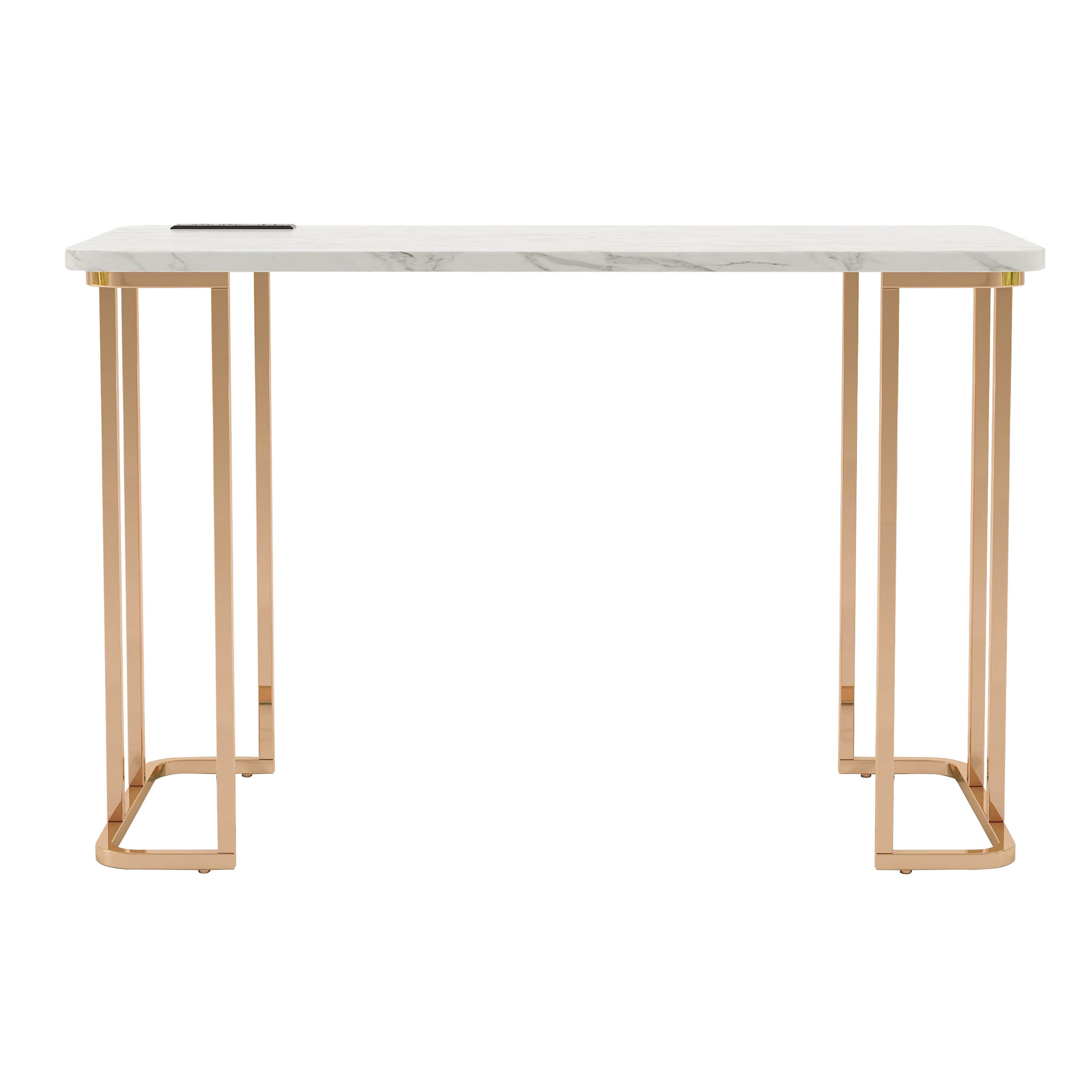 Furniture of America Vagarra Writing Desk with USB, White and Gold