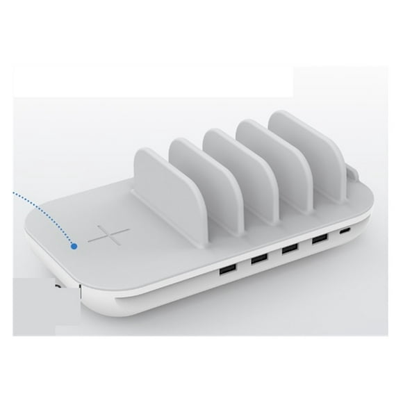 70W 5-Port Charging Station with 15W Wireless Charger Pad USB-C Port with 25W PD3.0 for Multiple Devices 5pcs Mixed Cable ,Universal Compatibility