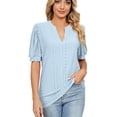 thumbnail image 1 of Birdeem Womens V- Neck Hollow Out Recreational Short Sleeve Tops, 1 of 6