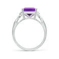 thumbnail image 2 of ANGARA Natural Twist Shank Emerald Cut 4 ct Amethyst Statement Ring in 14K White Gold for Women (Size-11x9mm) | February Birthstone, Anniversary, Jewelry Gift for Women | Natural Amethyst Ring, 2 of 8