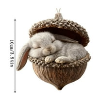 Beautynvta Forest Animal Acorn Ornaments, 3.94'' Sleeping Forest Animal in Acorn Ornaments for Christmas Tree, Personalized Acrylic Hanging Ornament, Gifts for Animals Lovers