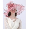 thumbnail image 2 of Women Oganza Sun Hat Church Wide Brim Wedding Formal Fascinator Hat, 2 of 6