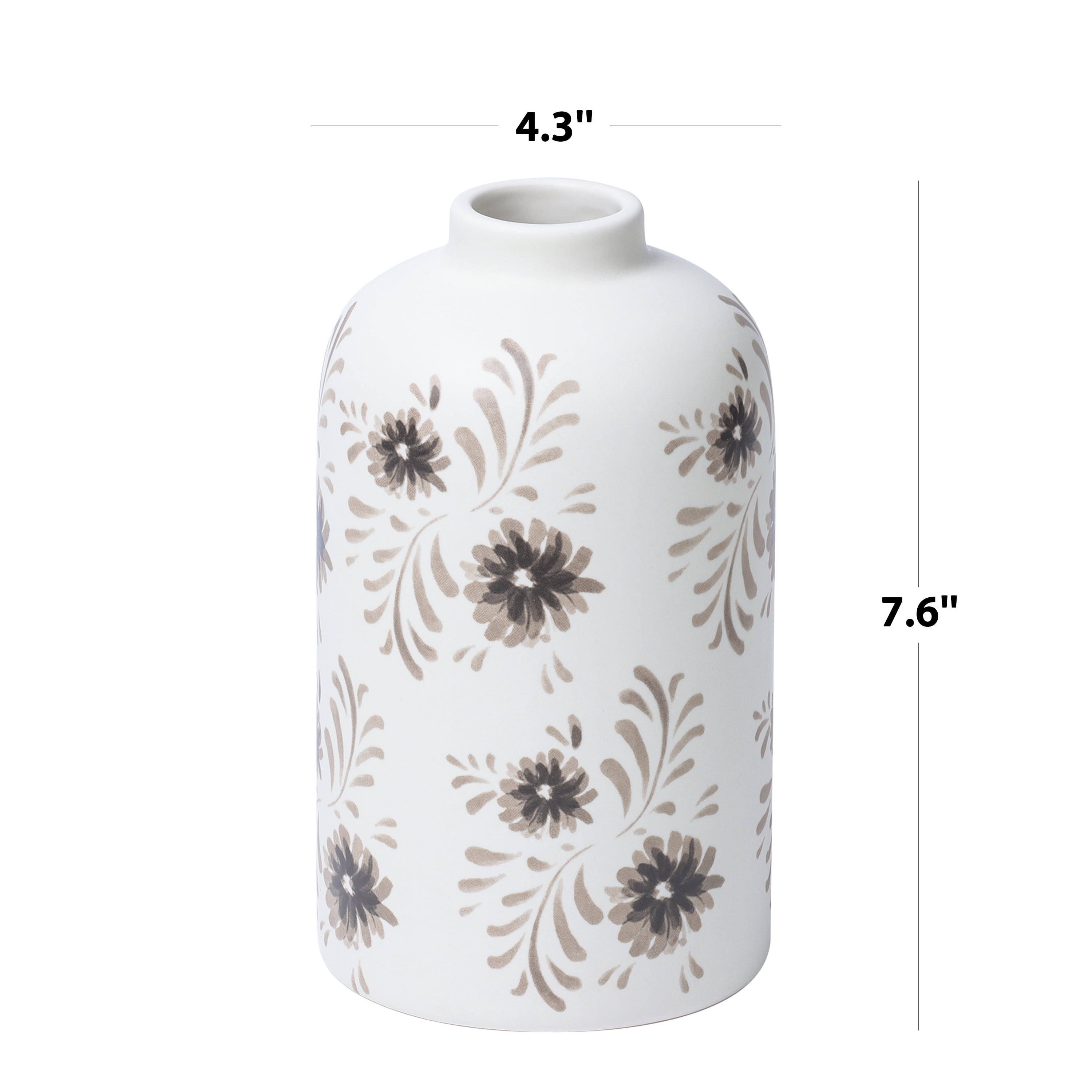 Mainstays By Becky G. & Alejandra Tall 7.6" White Flower Decorative Ceramic Vase