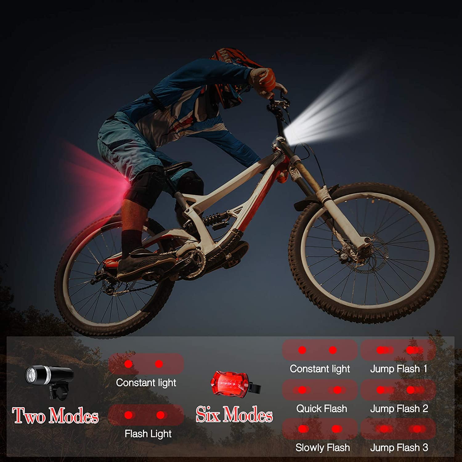 Supermandulit 4 Set Bike Lights Include 4 Pieces Led Bike Light Front Headlight And 4 Pieces Back Tail Light Bicycle Light Waterproof Mountain Road Bi