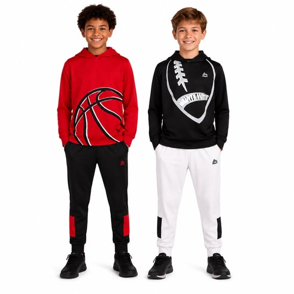 RBX Boys' Jogger Set - 4-Piece Thermal Sports Hoodie and Tricot Joggers (Size: 4-12)