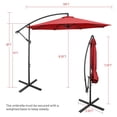 thumbnail image 2 of GVN 10 Feet Offset Umbrella with 8 Ribs Cantilever and Cross Base-Red, Patio Offset Umbrella with Easy Tilt Adjustment, Cantilever Patio Umbrellas, Sunshade Umbrella Canopy, 2 of 9