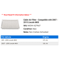 thumbnail image 2 of Cabin Air Filter - Compatible with 2007 - 2015 Lincoln MKX 2008 2009 2010 2011 2012 2013 2014, 2 of 2