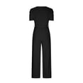 thumbnail image 5 of Summer Jumpsuits for Women 2026 Sexy Short Sleeve Casual Dressy Overalls V Neck Belted Wide Leg Rompers Pocket Loose Fit Ladies Comfy Cute Fashion Dressy Clothes, 5 of 6
