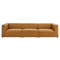 Modway Bartlett Vegan Leather 3-Piece Sofa in Tan