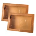thumbnail image 3 of Lubelski 2Pcs Lunch Boxes with Carrying Handle Oil-proof Transparent Visible Lid Waterproof One-time Container Disposable Corrugated Paper Bento Boxes for Outdoor, 3 of 8