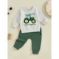 thumbnail image 2 of Toddler Baby Boys Farm Outfits Letter Truck Tractor Print Long Sleeve Sweatshirts and Pants Set 2Pcs Fall Country Clothes, 2 of 7
