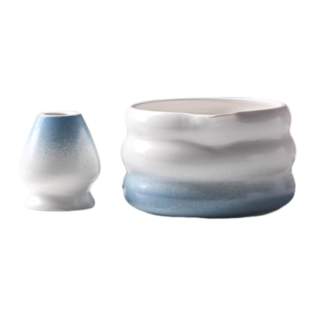 Cuenco Matcha con soporte para batidor, juego de té japonés Matcha, regalo, accesorios para té, l, portátil con boquilla para Matcha japonés Azul