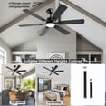 thumbnail image 3 of 56inch Modern Black Ceiling Fans with Lights and Remote/App Control, Dimmable LED, Reversible DC Motor, Noiseless, 6 Speeds,6 Pieces Blade Low Profile Ceiling Fan for Livingroom Indoor/Outdoor Use, 3 of 8