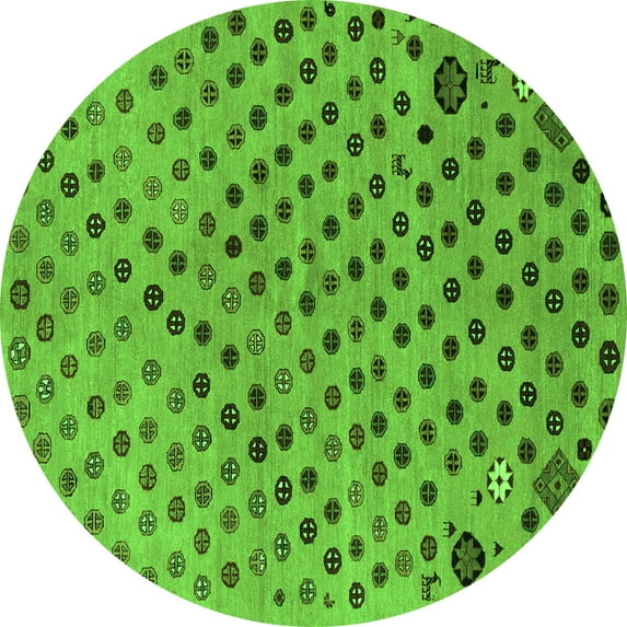 Ahgly Company Indoor Round Oriental Green Modern Area Rugs, 6' Round