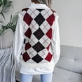 thumbnail image 3 of Women's Color Block Checkered Sleeveless Ribbed Knit Sweater Vest Casual Solid Color Loose Fit V-Neck Vest, 3 of 5