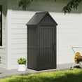 thumbnail image 6 of Outdoor Storage Shed, Waterproof Resin Garden Tool Shed, Heavy-Duty Weather-Resistant Cabinet for Patio, Backyard, or Garage, 6 of 7