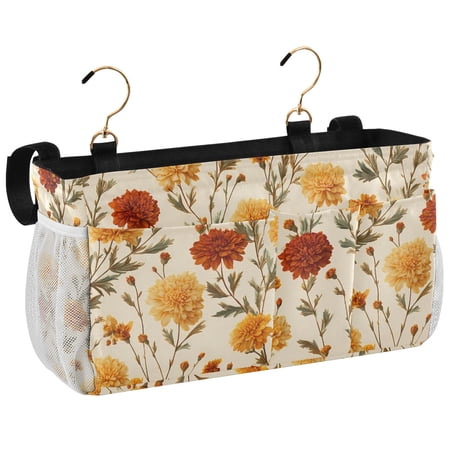 Ryvnso Bedside Caddy Autumn Flower Bedside Storage Bag Hanging Organizer