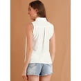 thumbnail image 5 of DARING DIVA Women's Single Breasted Point Collar Sleeveless Shirt XL White, 5 of 6