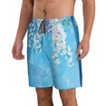 thumbnail image 2 of Balery Hanging Orchids Floral Blue Traje de Baño Estilo Hawaiano para Hombre, Shorts de Secado Rápido con Bolsillos-Small, 2 of 6