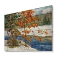 thumbnail image 2 of Designart 'Stream Through The Winter Forest I' Lake House Print on Natural Pine Wood, 2 of 5