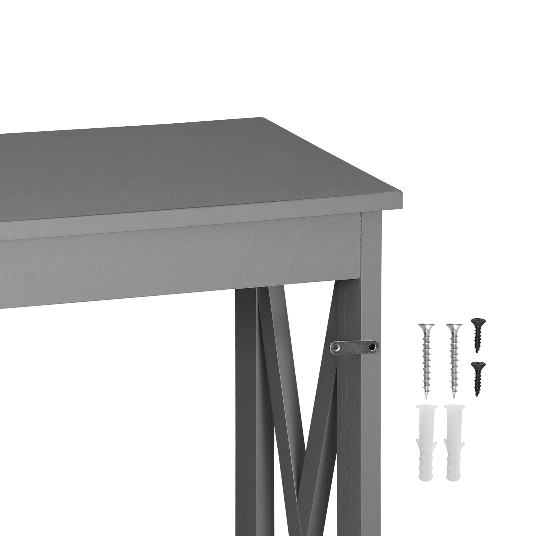 ZENSTYLE Console Table X Shaped Side table 2 Tier Storage Shelf For Home Entryway, Gray