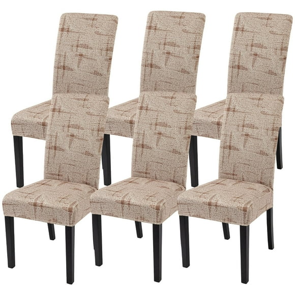 Juego de Fundas para Sillas de Comedor SearchI Textura Marrón de 6 Piezas