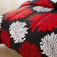 thumbnail image 5 of Hong and Arts Inc. Home Decor Soft Luxury Fluffy Goose Down Alternative Bedding Printed Comforter Set, Modern Red White Floral Black Base Black, Red,, 5 of 5