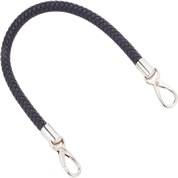 Leather Handbag Handle 19.4 Inch PU Leather Purse Handle Strap Replacement Short Shoulder Strap Tote Clutches Bag Handle with Spring Making Black