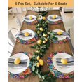 thumbnail image 4 of 13 Inch Round Placemats Set of 4, Boho Teal Flower Non Slip Heat Insulation PP Table Mats, Spring Bohemia Chic Red Yellow Floral Washable Place Mats for Kitchen Dining Party Table Decor, 4 of 7