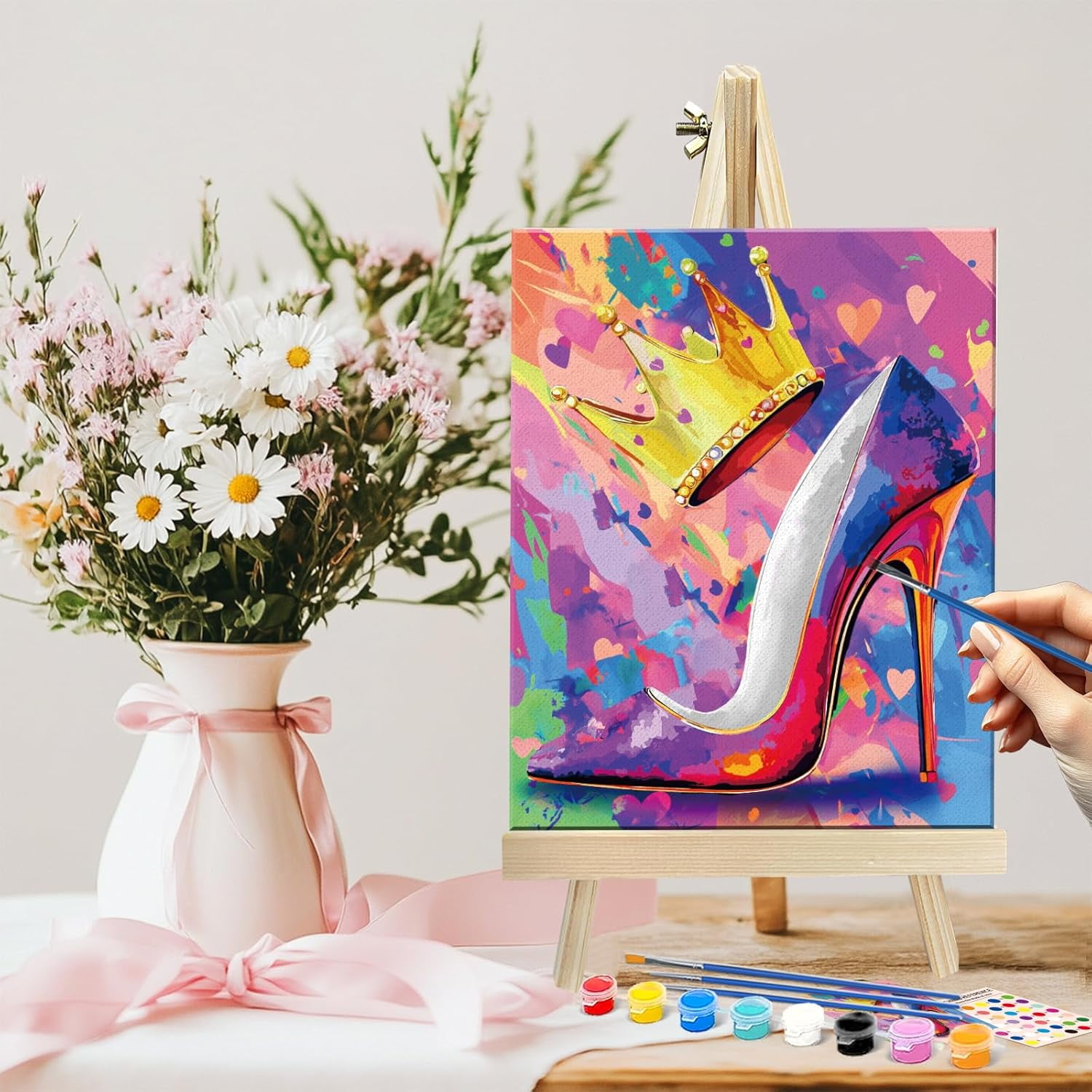 2Pack 8X10 Couples Painting Kit Date Night Valentine's Day Sip and Paint Kit for Adults Pre Drawn Canvas to Paint at Home Date Night Party Favor Supplies Canvas for Painting Kit for Couple
