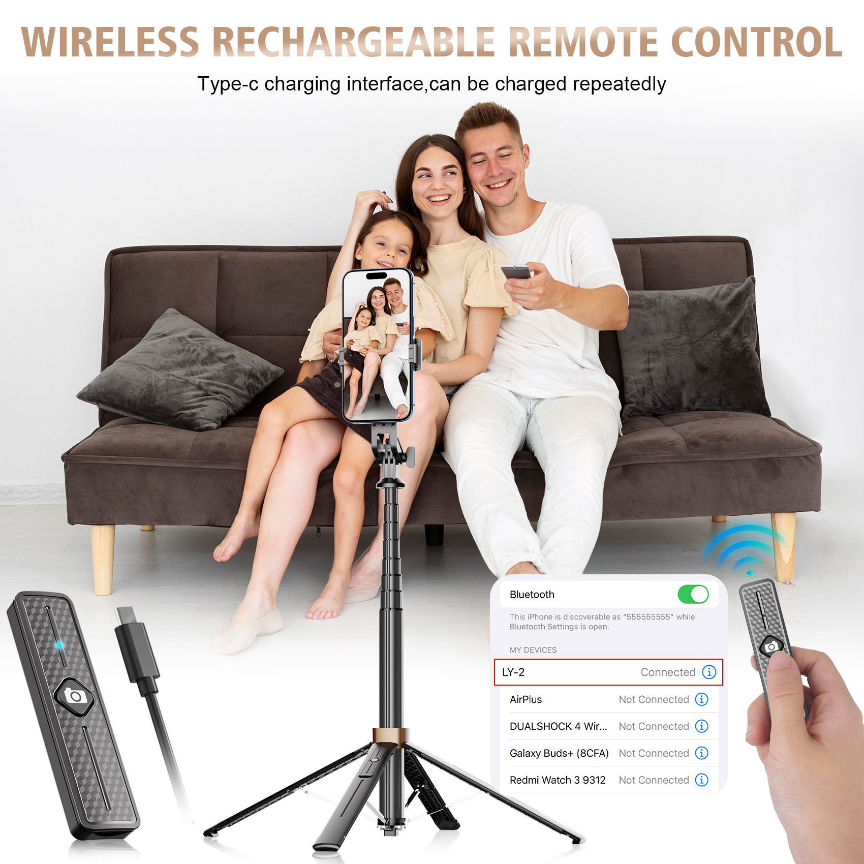 YOLETO Selfie Stick Phone Tripod, 71 Inches Tall, Black photo 7