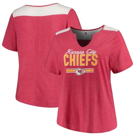 Kansas City Chiefs Majestic Women's Notch Neck Plus Size T-Shirt - Heathered