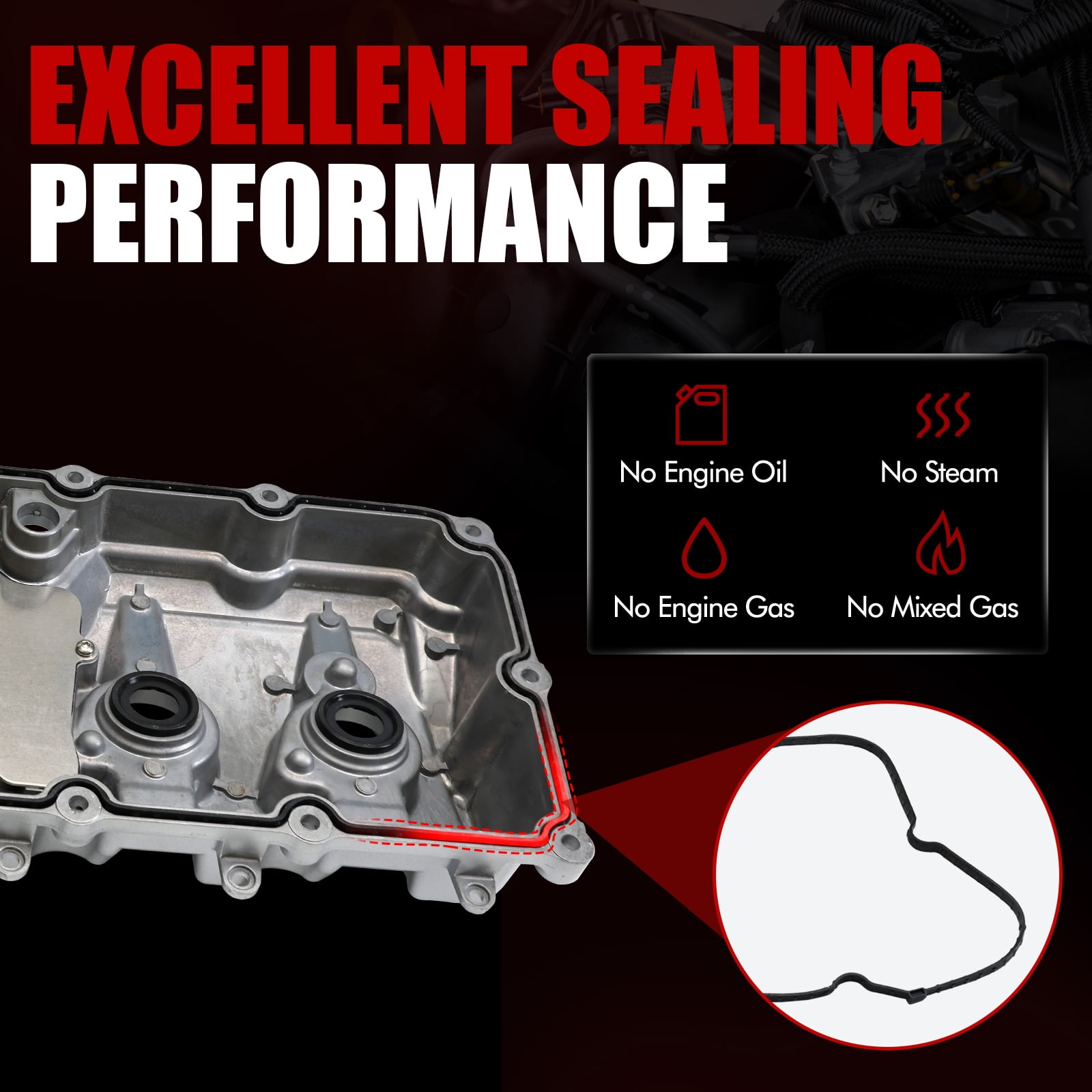MITZONE Aluminum Valve Cover Compatible with Ford 2015-2021 5.2L Engines 2011-2017 5.0L Engines Left driver side