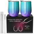 thumbnail image 2 of Stainless Steel Insulated Wine Tumbler - Mermaid Sparkle by Chillout Life for Unisex - 2 x 12 oz Tumbler, 2 of 6