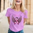 thumbnail image 2 of Cancer Shirts for Women Pink Ribbon Print Short Sleeve Tees Summer Casual Fight Cancer Crew Neck Tops, 2 of 4