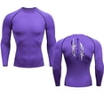 thumbnail image 1 of Animated Compression T Shirt Dagger Print for Men Athletic Quick Dry Tops Rash Guard Gym Workout Running Baselayers Undershirts 1purple L, 1 of 6