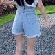 thumbnail image 4 of mfyjkho Pantalones Cortos Para Mujer, Shorts Vaqueros De Cintura Alta De Color Liso Para Mujer Pantalones Cortos Para Mujer M, 4 of 5