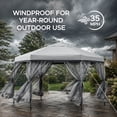 thumbnail image 3 of Sunjoy 11x11 ft. Pop Up Gazebo, 2-Tone Portable Canopy/Tent, Outdoor Hexagon Steel Frame Soft Top Gazebo, Mesh Sidewalls and Carry Bagcluded, Gray & Black, 3 of 9