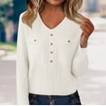 thumbnail image 1 of Winter Plus Size Fall Sweaters for Women Women's V Neck Cut Sweater With Buttons Soft Wool Knit Pullover Slim Fit Base Layer For Daily Wear, 1 of 4