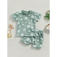 thumbnail image 2 of Coduop Baby Boys Girls 2Pcs Outfit Set,Short Sleeve T-shirt and Shorts Two-piece Clothes Set, 2 of 9