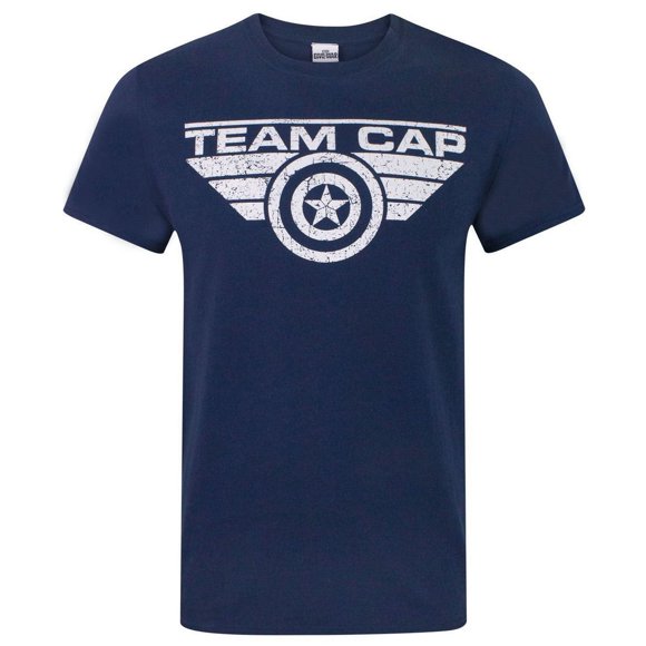Marvel T-Shirt Officiel pour Hommes Captain America Civil Team Cap Usé