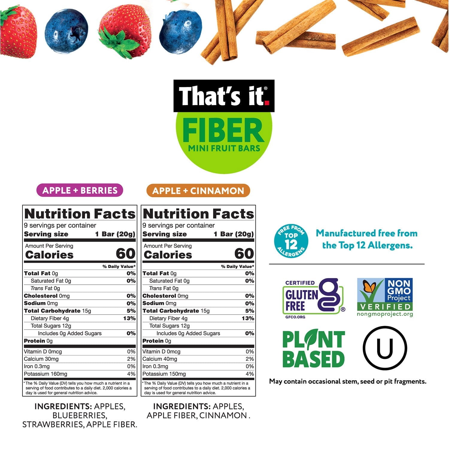 That's it. Fiber Mini Fruit Bars, 0.7 oz., 18 pk.