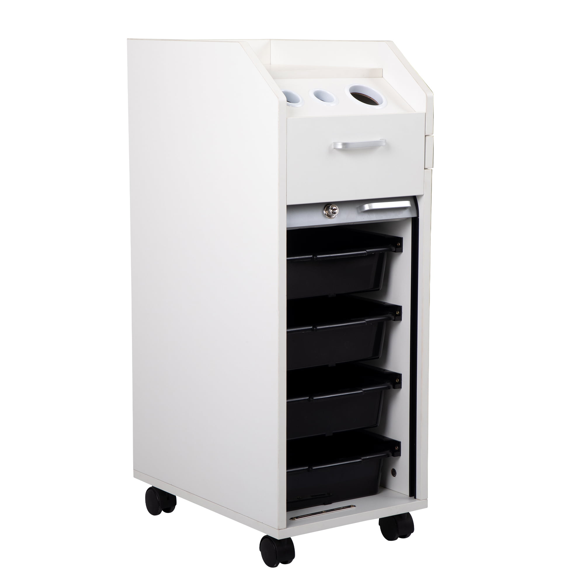 Topcobe Accessories Organizer for Beauty, Hair Salon Trolley Rolling Cart  with 4 Drawers for Beauty Salon, White 