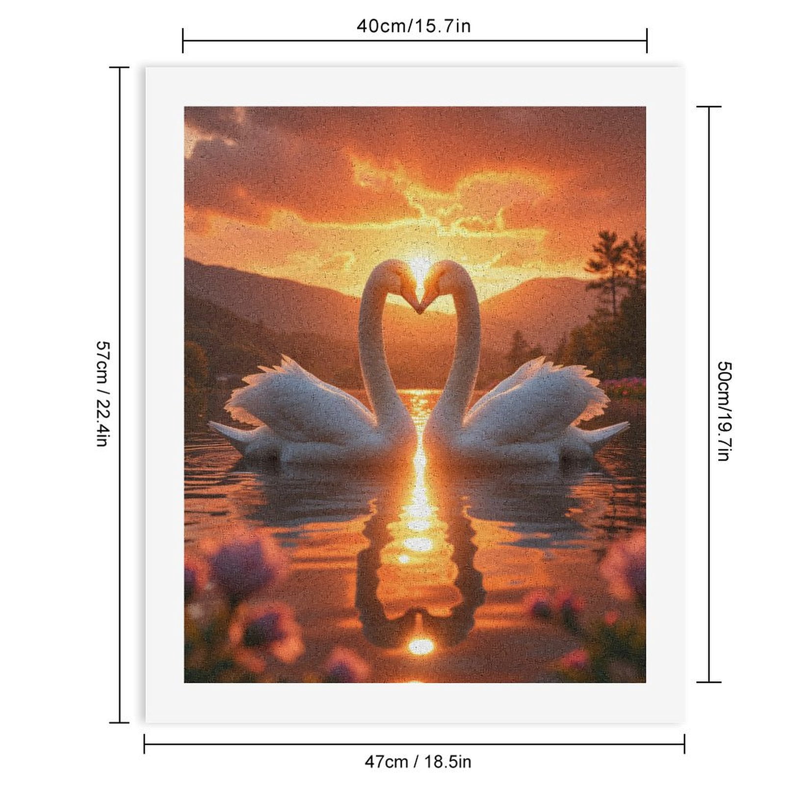 Paint By Numbers Kit for Adults Beginner - Swans Sunrise Reflection Lake Romance DIY Canvas Painting Kits for Adults, Frameless Paint By Number for Adults for Home Wall Decor 16x20 Inch