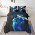 thumbnail image 2 of Manfei Wildlife Lion 7pcs Bedding Comforter Set,Black Blue Queen Bedding Sets Super Cozy,Christian Cross Queen Sheet Sets,Super Cozy Animal Bedroom Decorative,Reversible, 2 of 6