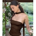 thumbnail image 4 of Women Y2k Tube Tops Strapless Sleeveless Crop Going Out Top Slim Fit Backless Bandeau Aesthetic Clothes Brown S, 4 of 5