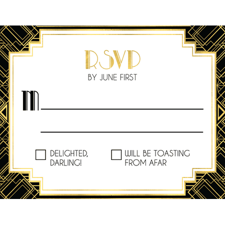 Personalized Art Deco Wedding RSVP Cards