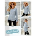 thumbnail image 7 of ZXSXSY Women V Neck Ruched Drawstring Long Seeve Solid Color Top, 7 of 7