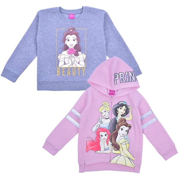 Disney Frozen Girl's 2Piece Zip Up Hoodie and Crewneck Sweatshirt Set